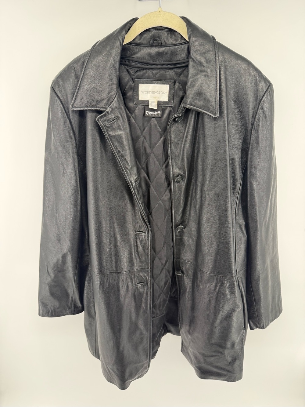 Worthington‎ Black Leather Single-Breasted Jacket